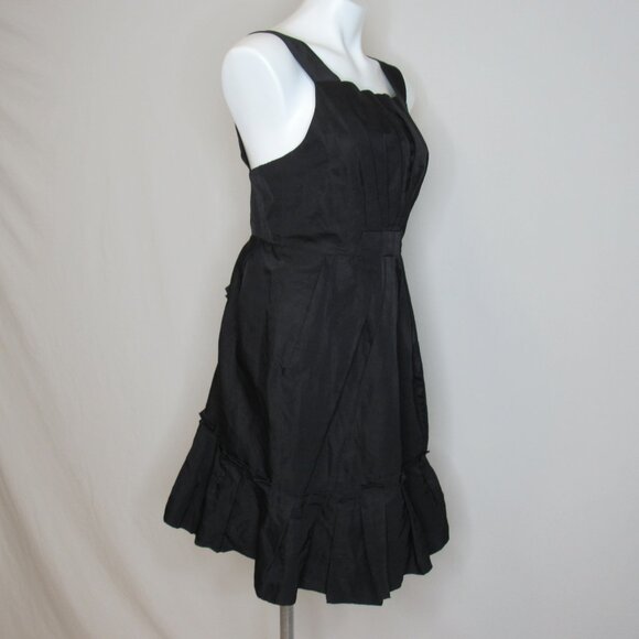 Marc Jacobs Black Linen Silk with Ruffles Cocktail Dress New NWT Women's 8 - Picture 4 of 10